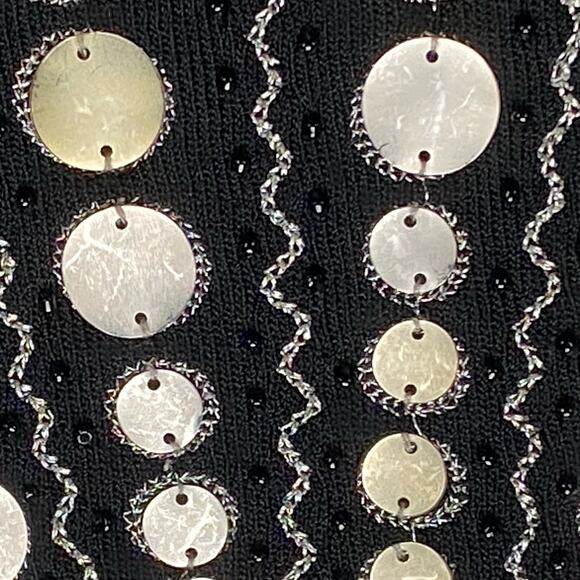 Joseph A Silver Sequins Embellished Sweater V-Neck 3/4 Sleeve Black Women L - Picture 5 of 6
